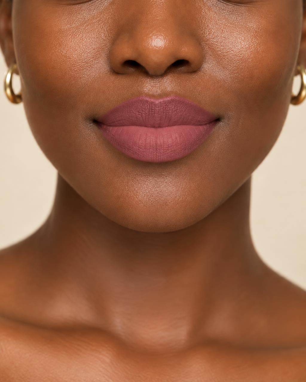 Muted Rose worn on the lips